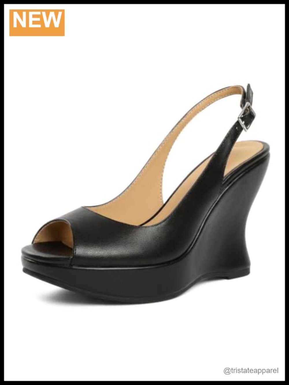 Women's Platform Wedge Heels Peep Toe Slingback Pumps 4 Inch